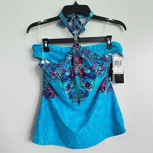 Lauren Ralph Lauren Turquoise High Neck Scarf Print Tankini Set